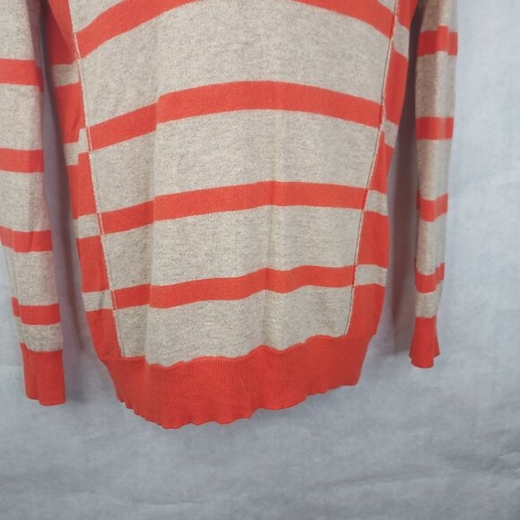 Wallace J Crew Sweater Women S Ex-Boyfriend Striped V-Neck Wool Cashmere Rabbit - Picture 5 of 12